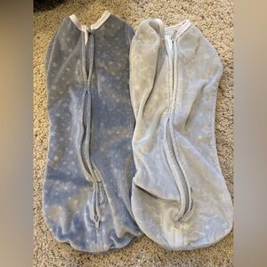 Two swaddle me velour zippered swaddles